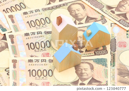 抵押貸款的圖像(房屋和紙幣) 抵押貸款的圖像(房屋和紙幣) 123840777