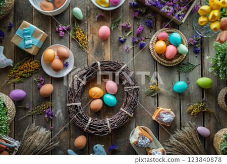Easter holiday background 123840878