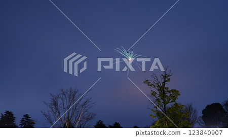 Disaster prevention fireworks floating in the blue sky 3.11 Disaster prevention fireworks floating in the blue sky 3.11 123840907