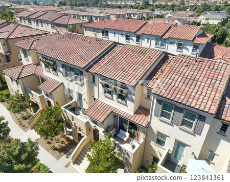 Aerial view of middle class community identical condominium, Oceanside, South California Aerial view of middle class community identical condominium, Oceanside, South California 123841361