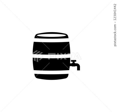 Simplistic black barrel silhouette with tap icon 123841442