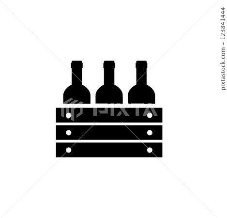 Vector icon of wine bottles in a wooden rack Vector icon of wine bottles in a wooden rack 123841444