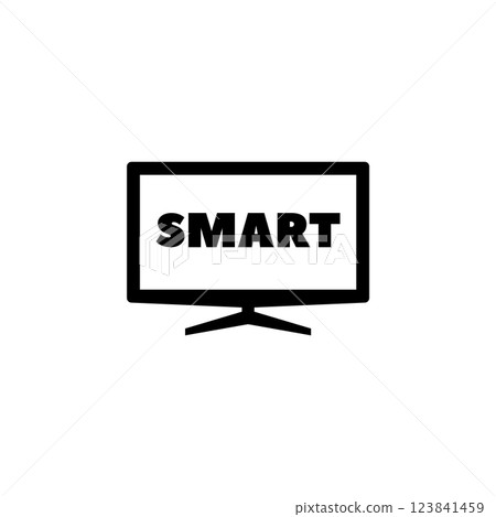 Sleek smart TV vector icon for digital media applications Sleek smart TV vector icon for digital media applications 123841459