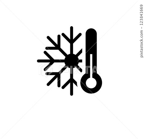 Cold Weather Thermometer, Low Temperature, Frost Solid Flat Vector Icon Isolated on White Background 123841669