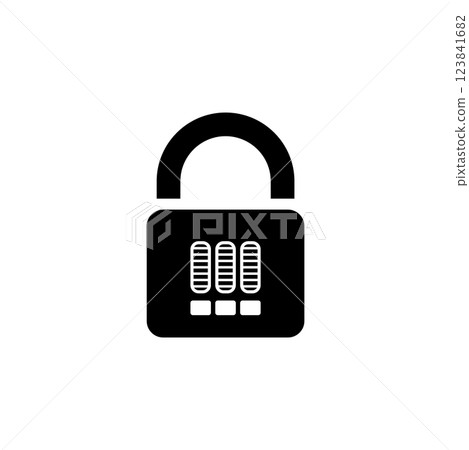 Combination Padlock, Password Code Lock Solid Flat Vector Icon Isolated on White Background 123841682