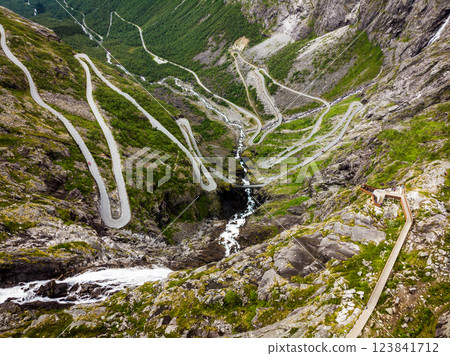 Trollstigen mountain road in Norway 123841712