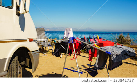 Clothes hanging to dry outdoor 123841737