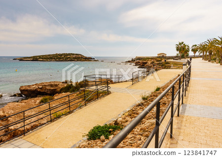 Isla Plana town beach in Spain 123841747