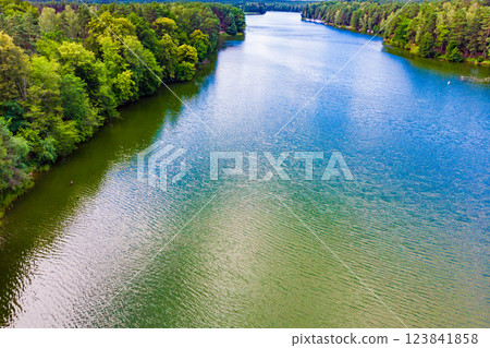 Lake in Tuchola Forests, Poland. Aerial view Lake in Tuchola Forests, Poland. Aerial view 123841858