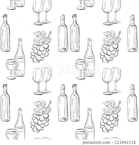 vector seamless pattern line art elements -... - Stock Illustration ...