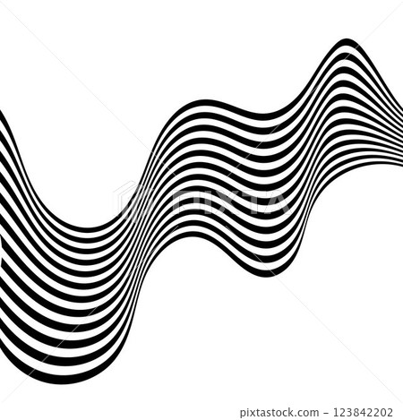 Black and white curved line stripe wave. Abstract background. Eps 10 123842202