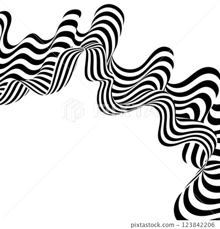 Abstract black and white wave. Template, layout, banner. Abstract black and white waves. Wave pattern with black circles. Vector background. Abstract black and white wave. Template, layout, banner. Abstract black and white waves. Wave pattern with black circles. Vector background. 123842206