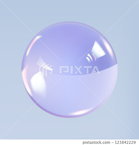 Realistic glossy glass ball.Abstract 3D light bubble with glare.Geometric abstract shape. 123842229