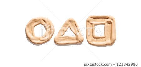 Geometric shapes circle triangle square formed with beige liquid foundation Geometric shapes circle triangle square formed with beige liquid foundation 123842986