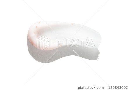 White cream smear on white background with shadow highlighting texture White cream smear on white background with shadow highlighting texture 123843002