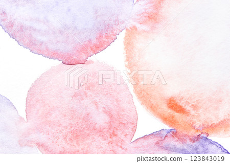 Abstract watercolor art with soft pastel circles and organic shapes in pink Abstract watercolor art with soft pastel circles and organic shapes in pink 123843019