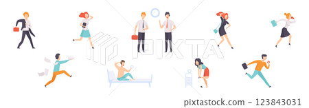 People Character Being Late Run un Hurry Vector Set People Character Being Late Run un Hurry Vector Set 123843031