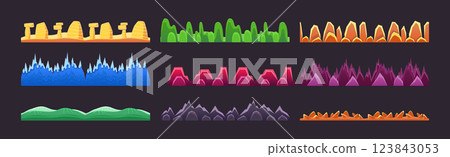 Seamless Landscape Grounds and Rock Terrain For Game Vector Set 123843053