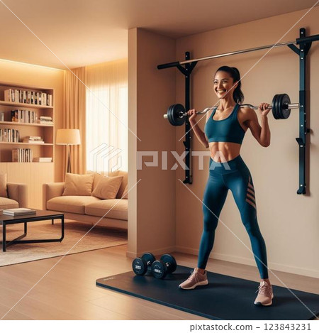 Girl, beautiful figure, healthy lifestyle, home fitness, gym at home, gym clothes, fitness, slimness, beauty Girl, beautiful figure, healthy lifestyle, home fitness, gym at home, gym clothes, fitness, slimness, beauty 123843231