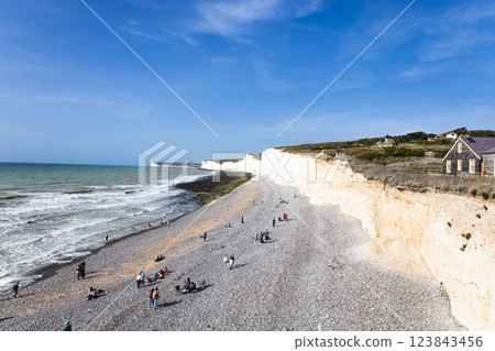 Birling Gap and the Seven Sisters, a breathtaking coastal landscape in East Sussex, UK 123843456