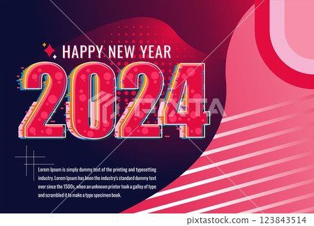 2024 calendar text logo design concept with geometric, pink, orange, dark blue decoration. 2024 banner design. happy new year 2024 calendar text logo design concept with geometric, pink, orange, dark blue decoration. 2024 banner design. happy new year 123843514