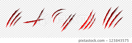 Claws scratches - vector isolated. Claws scratches animal claw tracks cat or tiger bear or lion attack nails scratches. Horror, Halloween monster. Vector Claws scratches - vector isolated. Claws scratches animal claw tracks cat or tiger bear or lion attack nails scratches. Horror, Halloween monster. Vector 123843575