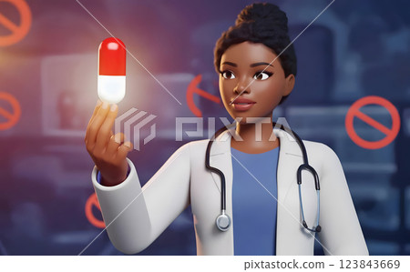 A female doctor and birth control pills 123843669