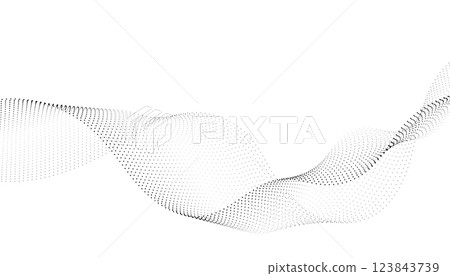 Flowing background with dots, particles, wavy halftone gradient shape isolated. 123843739