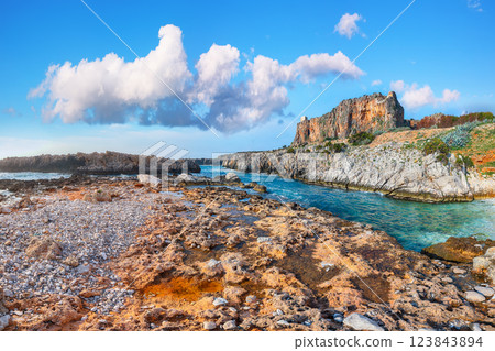 Spectacular seascape of Isolidda Beach near San Vito cape. 123843894