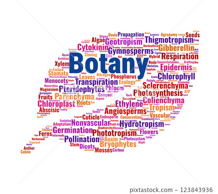 Botany Word Cloud. Key Terms in Plant Science and Biology 123843936