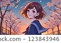 Cherry blossom season: smiling girl 3 123843946