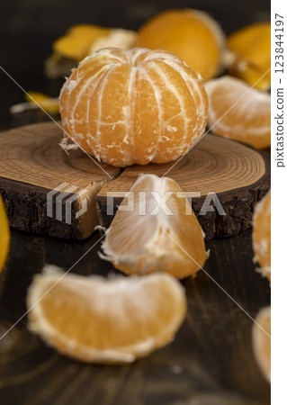 peeled orange ripe tangerines on the table peeled orange ripe tangerines on the table 123844197