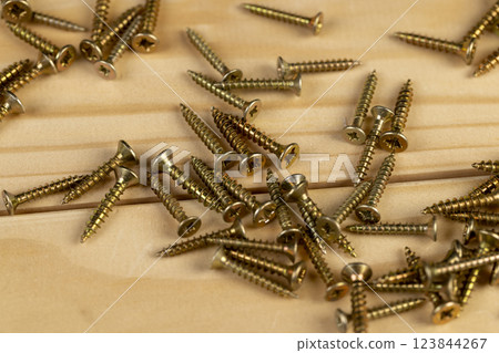 metal corner for connecting wooden parts with screws 123844267