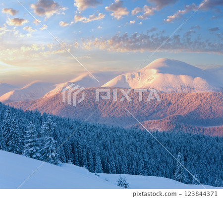 Snowy sunrise landscape Snowy sunrise landscape 123844371