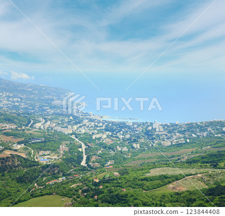 view of Yalta city from slope of Aj-Petri Mount (Ukraine) 123844408