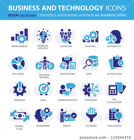 Icons collection for business and management. Concept icons for statistics, accounting, action plan and business ideas. Flat vector illustration Icons collection for business and management. Concept icons for statistics, accounting, action plan and business ideas. Flat vector illustration 123844459