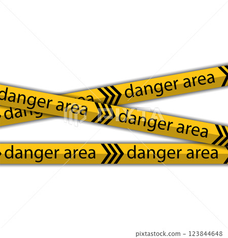 Vector Warning Tapes Set. Yellow and Black Danger Caution Sign. Striped Transition Abstract Strict Barrier. Diagonal Striped Lines. Danger in Construction or on the Road 123844648