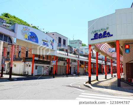 秋田縣鹿角市大町商業街的嗡嗡聲路場景 123844787