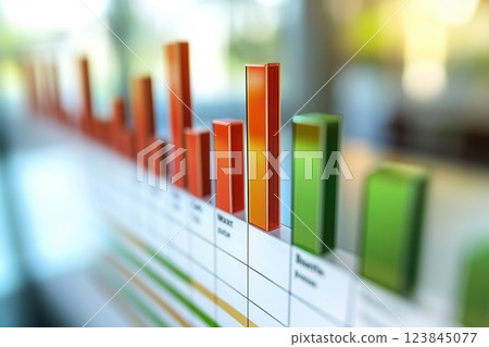 Professional bar graph comparing data showing growth and decline 123845077