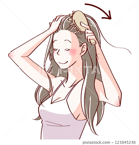Woman taking care of her hair 3 123845236