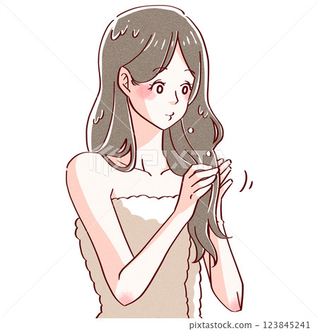 Woman taking care of her hair 7 123845241