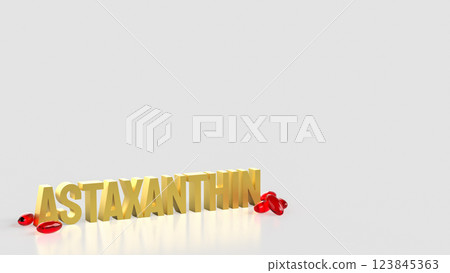 The Astaxanthin text for medical or Health concept 3d Rendering. 123845363