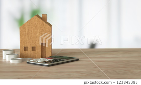 The House and Calculator for Business concept 3d Rendering. 123845383