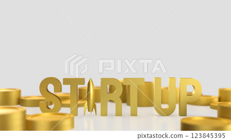 The Gold Start up and Rocket for Business concept 3d Rendering. The Gold Start up and Rocket for Business concept 3d Rendering. 123845395