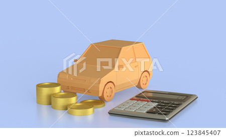 The Car and Calculator for Business concept 3d Rendering. 123845407