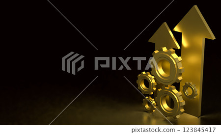 The Gold Arrow and Gear for Business concept 3d Rendering. The Gold Arrow and Gear for Business concept 3d Rendering. 123845417
