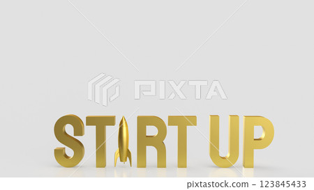 The Gold Start up and Rocket for Business concept 3d Rendering. 123845433