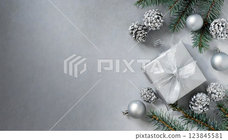 銀色裝飾燈球背景 123845581