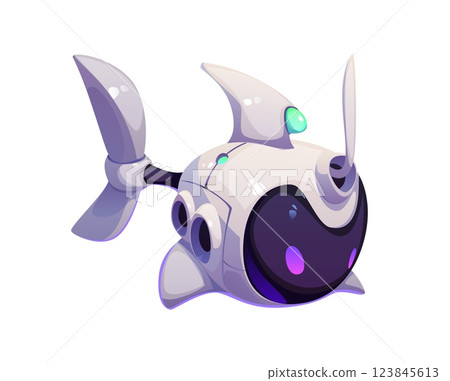 Underwater robot mascot, cartoon bathyscaphe or submarine drone, vector futuristic technology. Underwater robot or submersible drone bathyscaphe, sea or ocean robotic droid explorer ROV or AUV Underwater robot mascot, cartoon bathyscaphe or submarine drone, vector futuristic technology. Underwater robot or submersible drone bathyscaphe, sea or ocean robotic droid explorer ROV or AUV 123845613