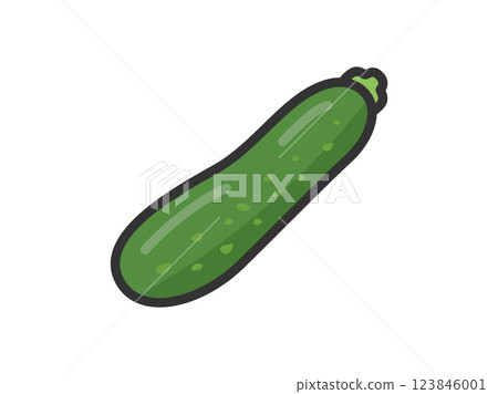 綠色西葫蘆圖標插圖（線條描彩色） 123846001
